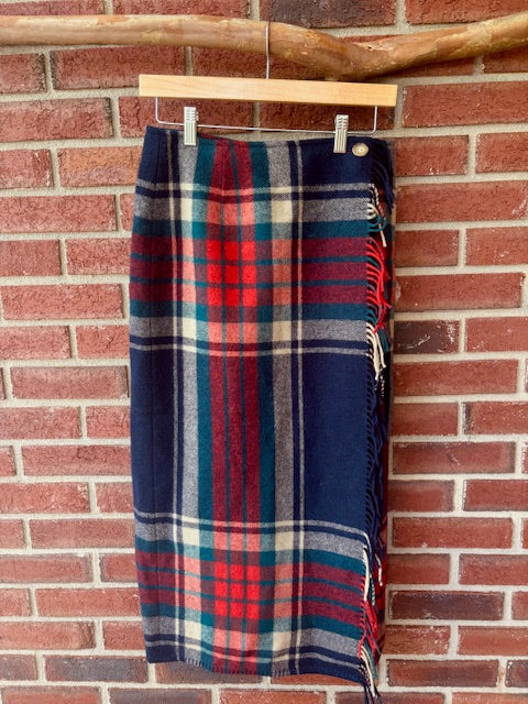 Ralph Lauren Country Wool Plaid Wrap Skirt Size 10