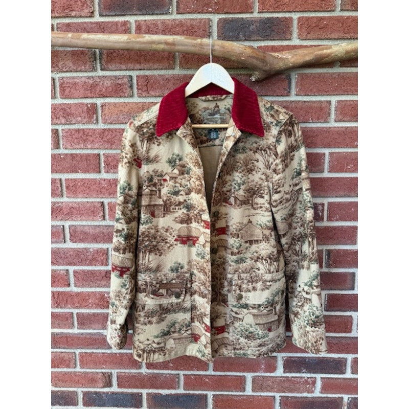Vintage Ralph Lauren Barn Jacket with Red details and Tree Design - Size Small