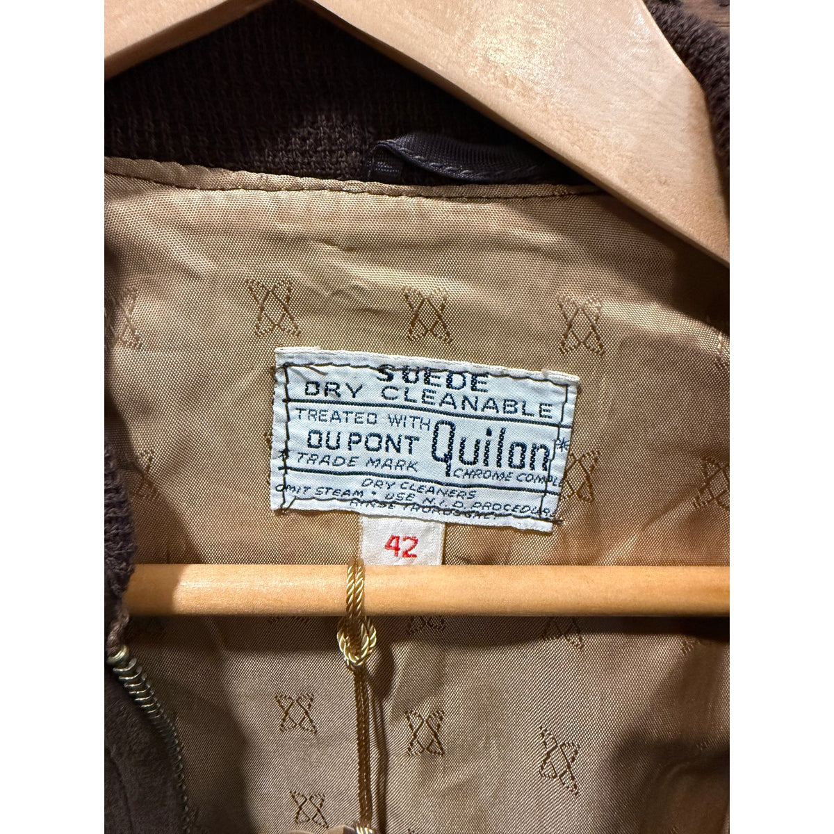 Vintage 70's Chocolate Brown Suede Leather Bomber Jacket Men's 42 - Fits like M/L PTP 22