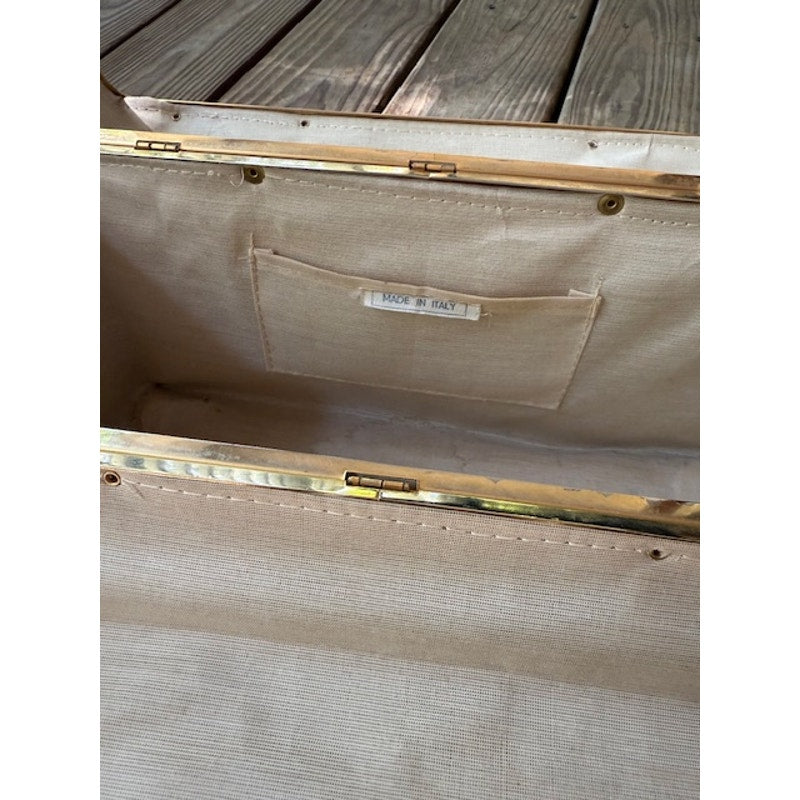 Vintage Tapestry Trunk Style Handbag - Made in Italy