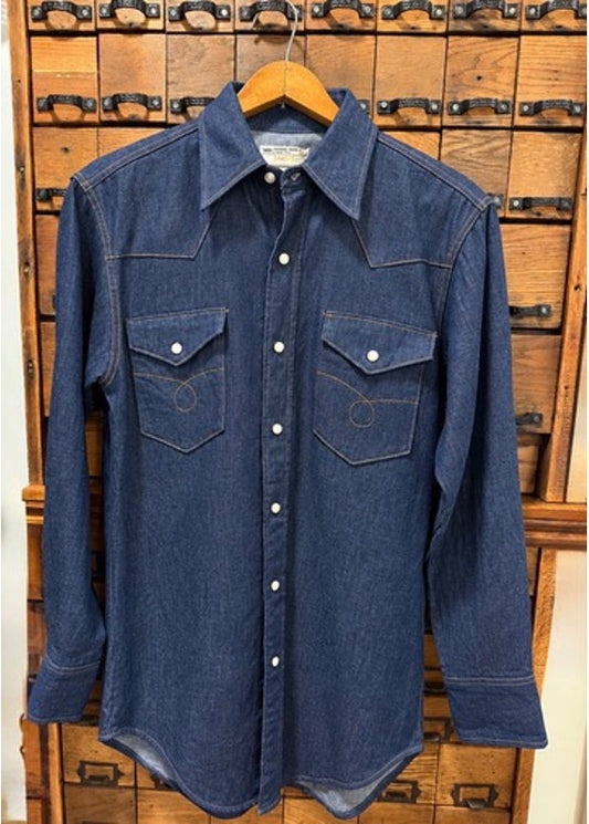 Vintage 70's Ranchcraft JC Penney Denim Pearl Snapp Western Shirt Approx Med PTP 21"