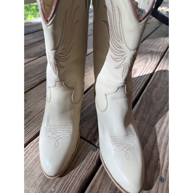 Vintage Cream Acme Cowboy Boots Size 7