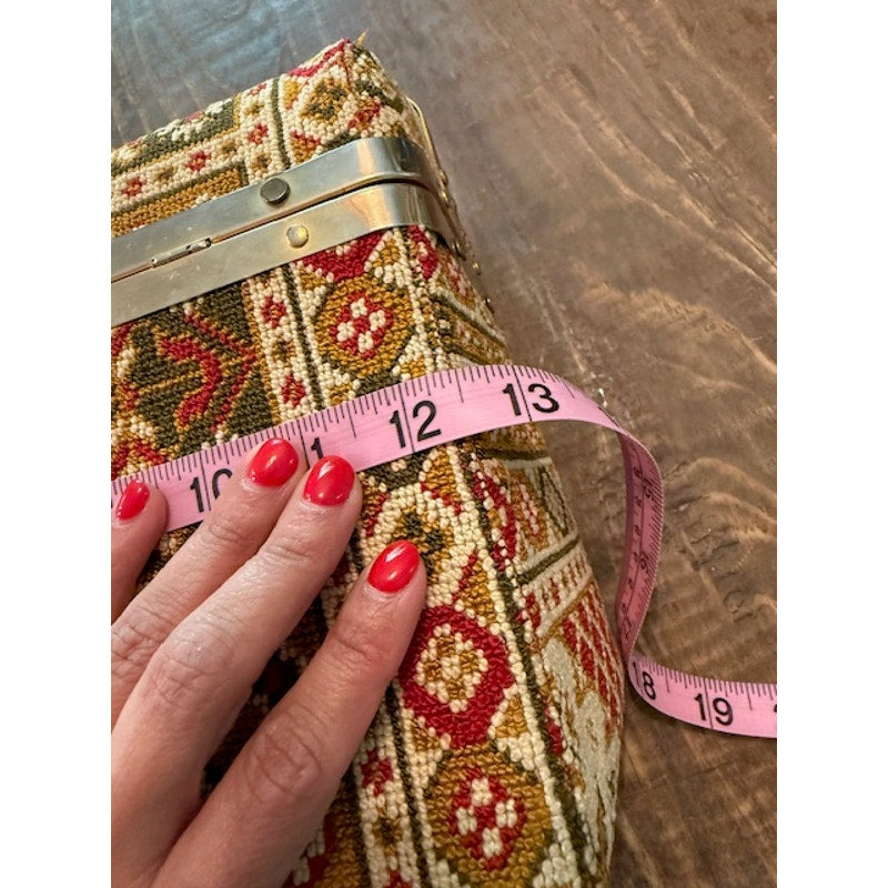 Vintage Tapestry Trunk Style Handbag - Made in Italy