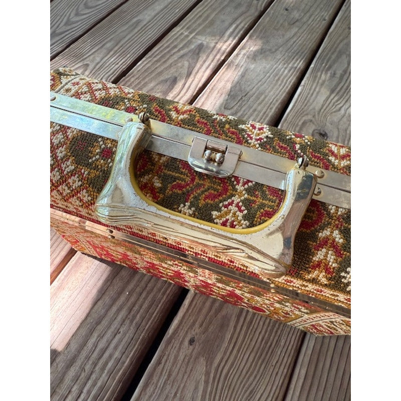 Vintage Tapestry Trunk Style Handbag - Made in Italy