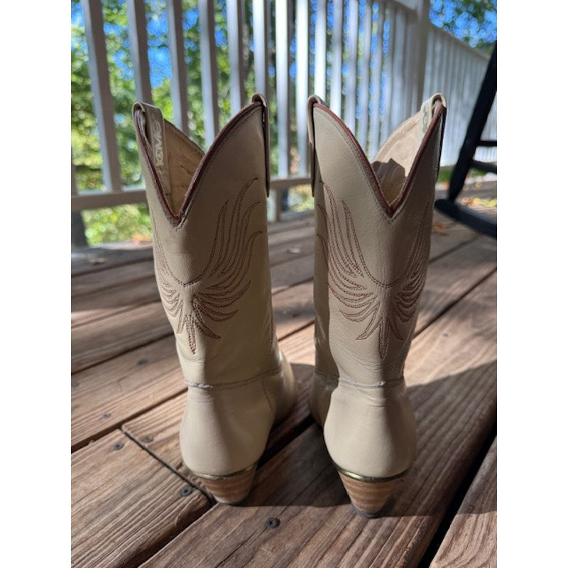 Vintage Cream Acme Cowboy Boots Size 7