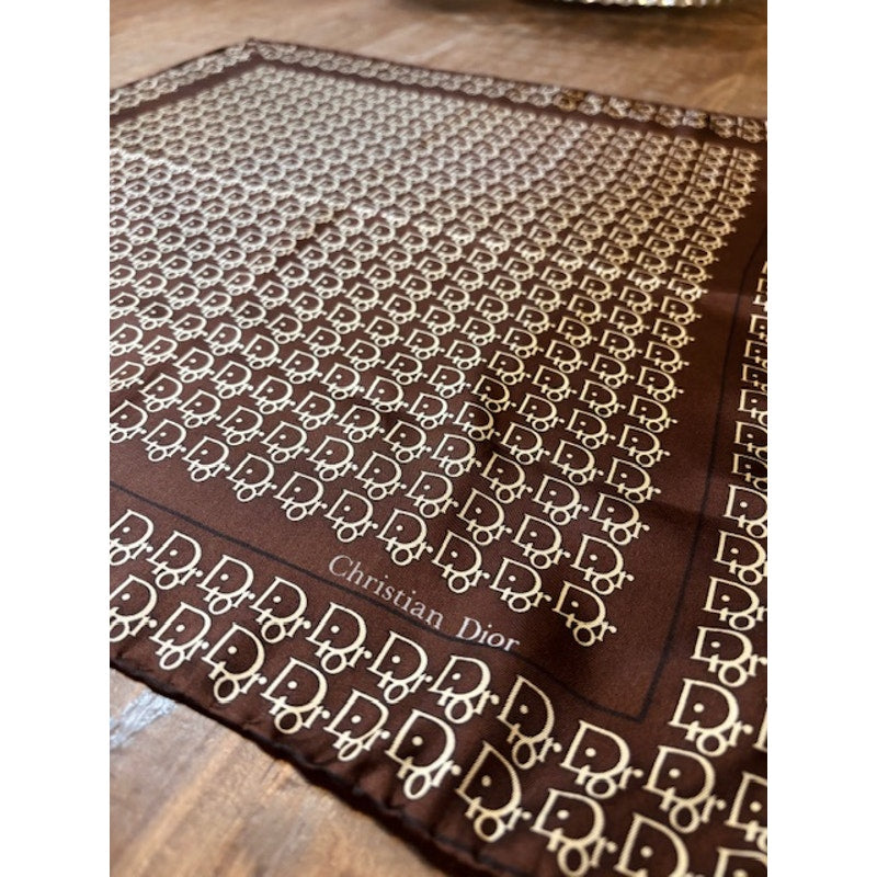 Vintage Christian Dior Silk Neck Scarf - Chocolate Brown