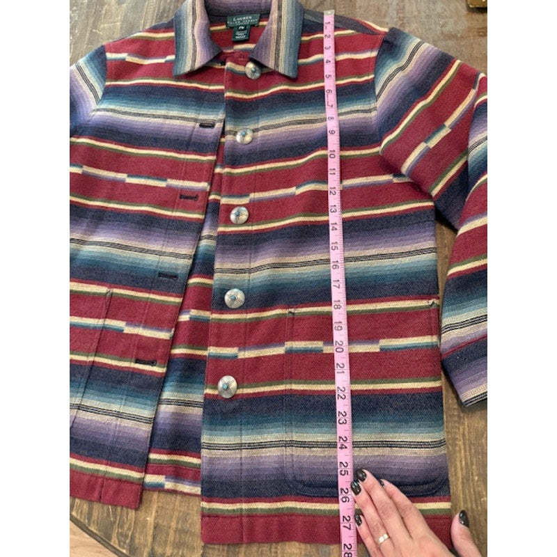 Ralph Lauren Southwestern Jacket with Turquoise Concho Buttons Size Petite Medium