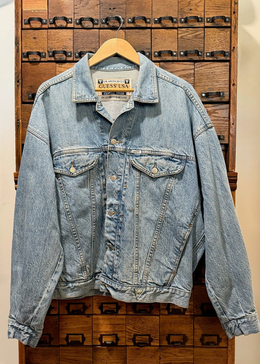 Vintage Guess By Georges Marciano Denim Jacket Size Large PTP 24.5 InchesApprox
