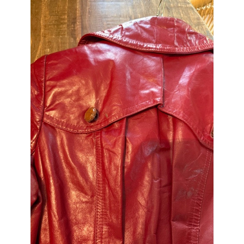 Vintage Wilsons Red Leather Trench Coat - Size XS/S