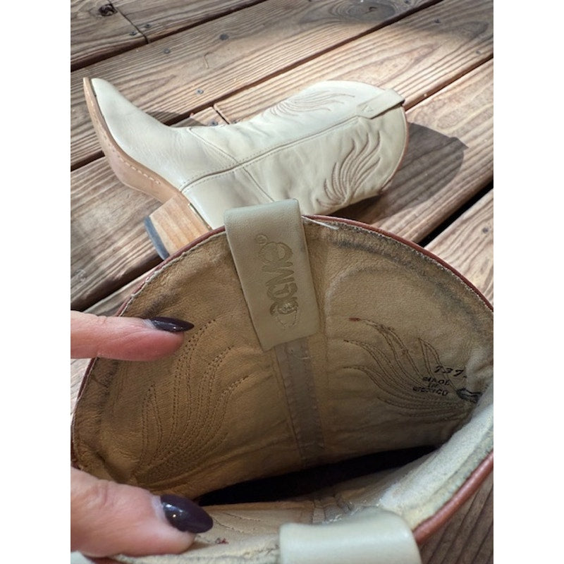 Vintage Cream Acme Cowboy Boots Size 7