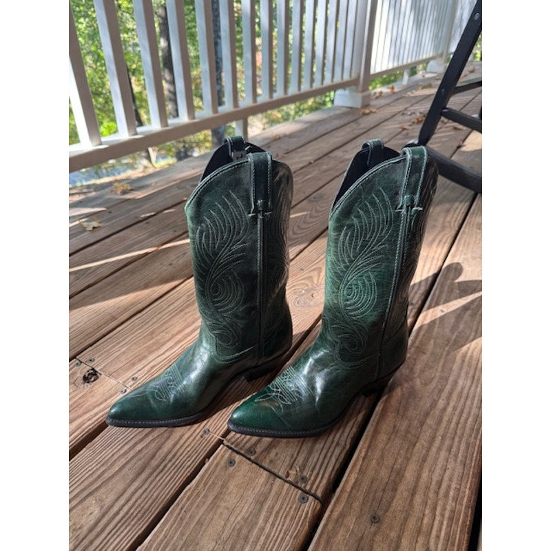 Vintage Code West Cowboys Boots Green Size 7.5