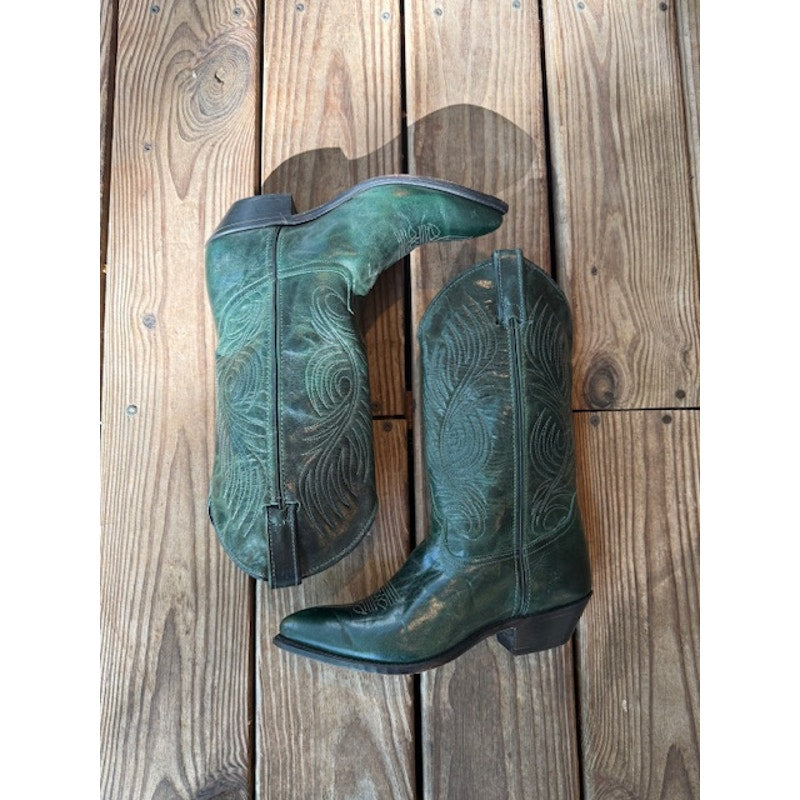 Vintage Code West Cowboys Boots Green Size 7.5