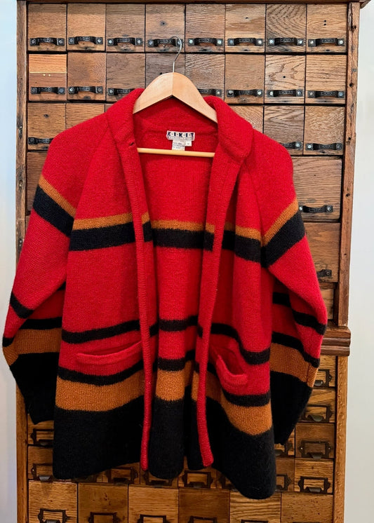 Vintage Kikit Maurice Sasson Boiled Wool Cardigan Tagged Size Medium (PTP 19)