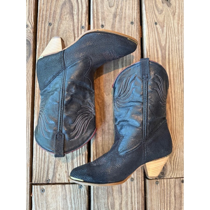 Vintage Dingo Phoenix Black Cowboy Boots Size 7