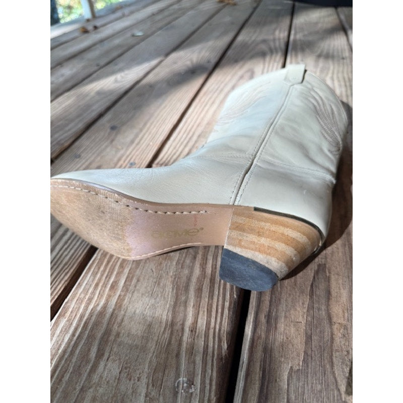 Vintage Cream Acme Cowboy Boots Size 7