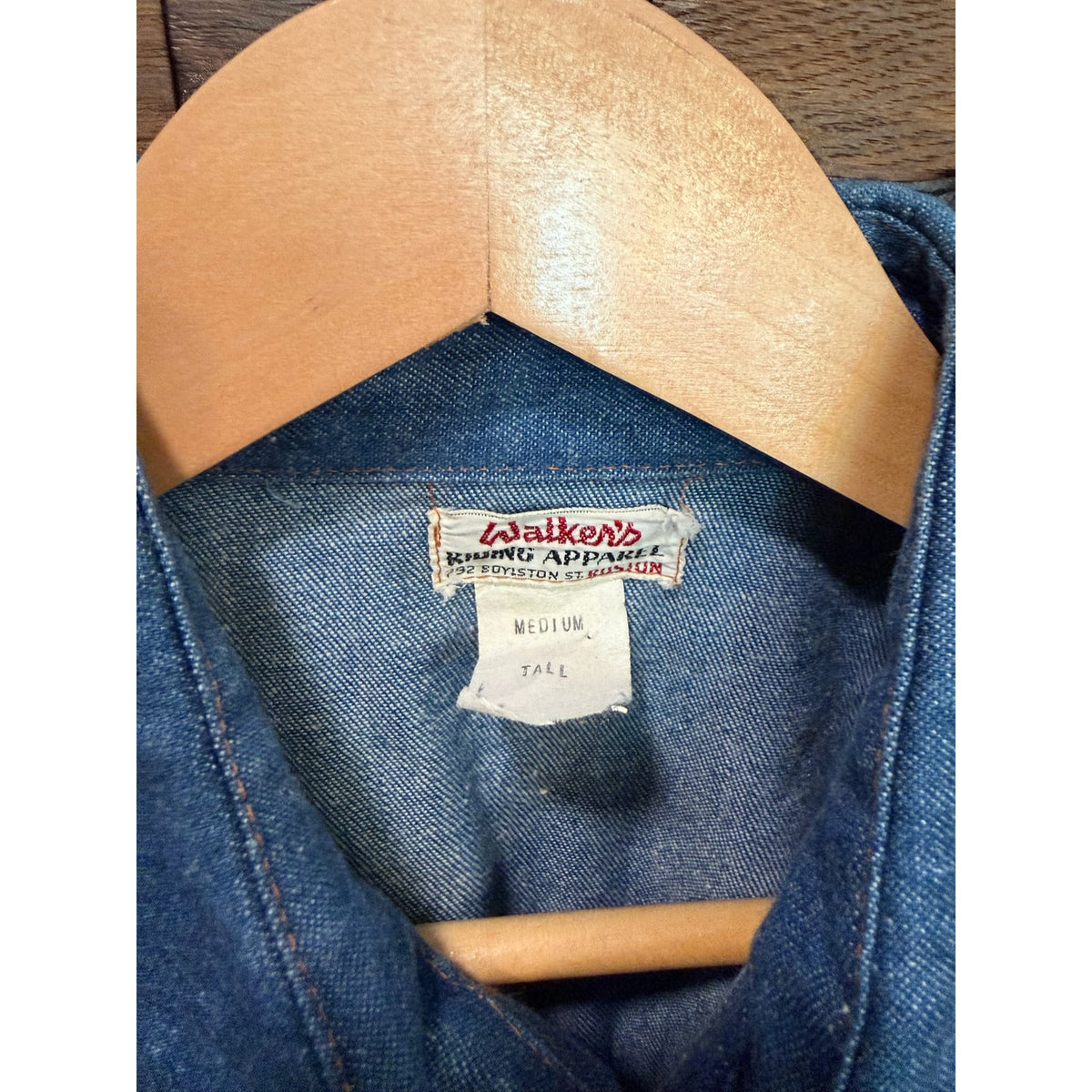 Vintage 70's Walker's Denim Pearl Snap Western Shirt Medium Tall - PTP 21"